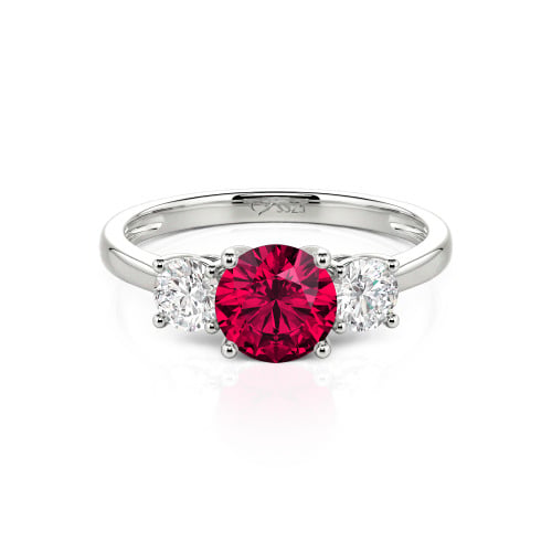 Jeulia Three Stone Round Cut Sterling Silver Ring