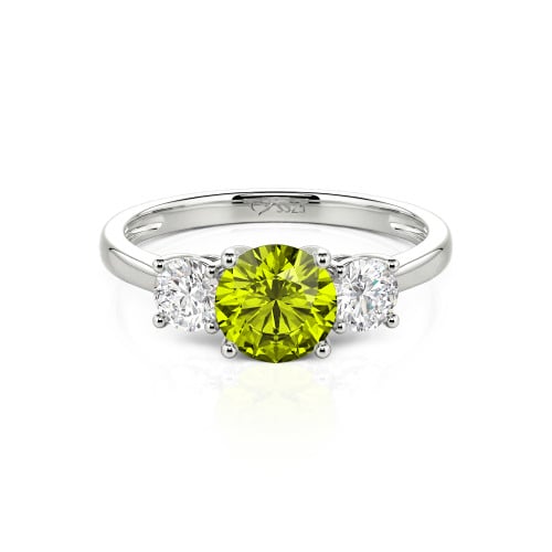 Jeulia Three Stone Round Cut Sterling Silver Ring
