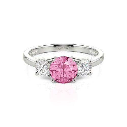 Jeulia Three Stone Round Cut Sterling Silver Ring