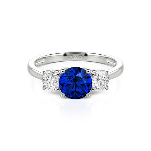 Jeulia Three Stone Round Cut Sterling Silver Ring