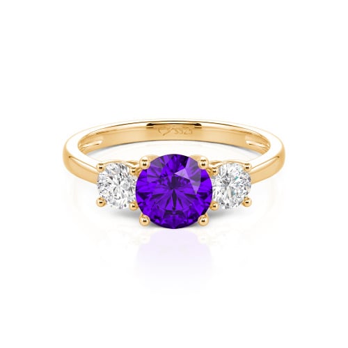 Jeulia Three Stone Round Cut Sterling Silver Ring