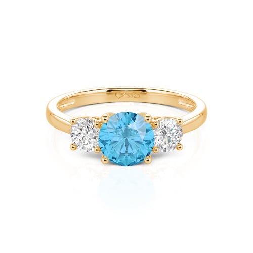 Jeulia Three Stone Round Cut Sterling Silver Ring