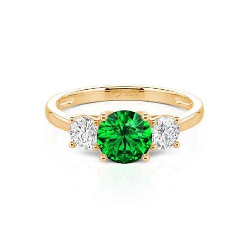 Jeulia Three Stone Round Cut Sterling Silver Ring
