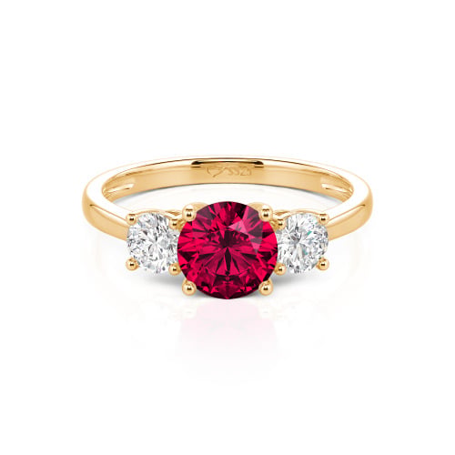 Jeulia Three Stone Round Cut Sterling Silver Ring