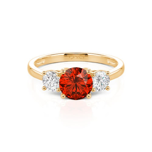 Jeulia Three Stone Round Cut Sterling Silver Ring
