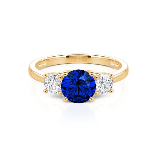 Jeulia Three Stone Round Cut Sterling Silver Ring