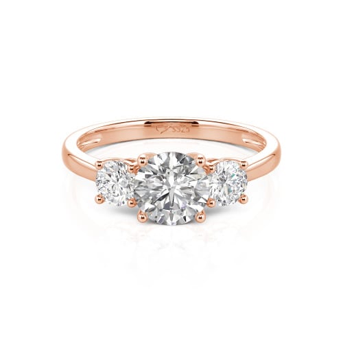 Jeulia Three Stone Round Cut Sterling Silver Ring