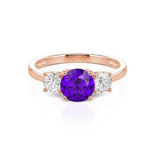 Jeulia Three Stone Round Cut Sterling Silver Ring