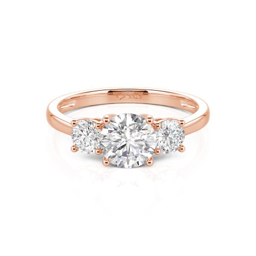 Jeulia Three Stone Round Cut Sterling Silver Ring