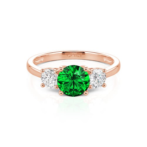 Jeulia Three Stone Round Cut Sterling Silver Ring
