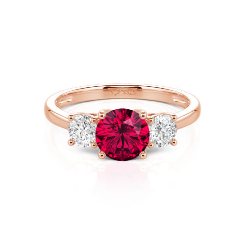Jeulia Three Stone Round Cut Sterling Silver Ring
