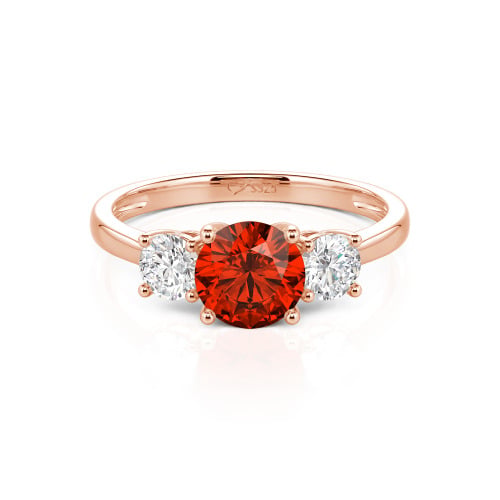 Jeulia Three Stone Round Cut Sterling Silver Ring