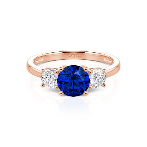 Jeulia Three Stone Round Cut Sterling Silver Ring