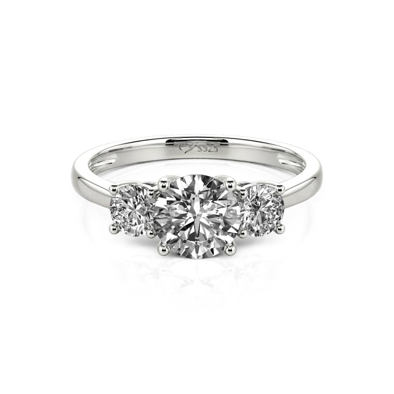 Jeulia Three Stone Round Cut Sterling Silver Ring