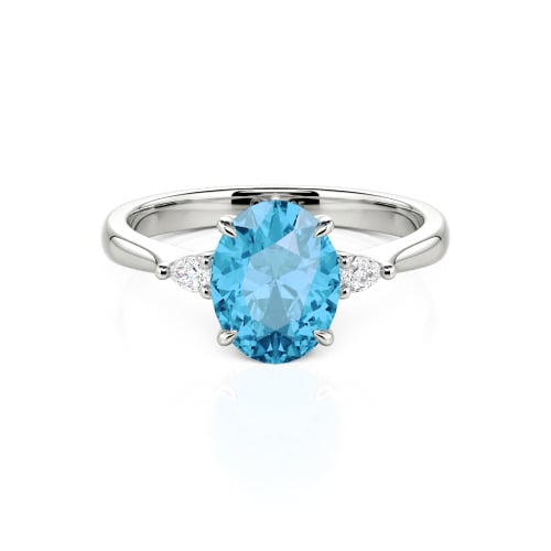 Jeulia Three Stone Oval Cut Sterling Silver Ring