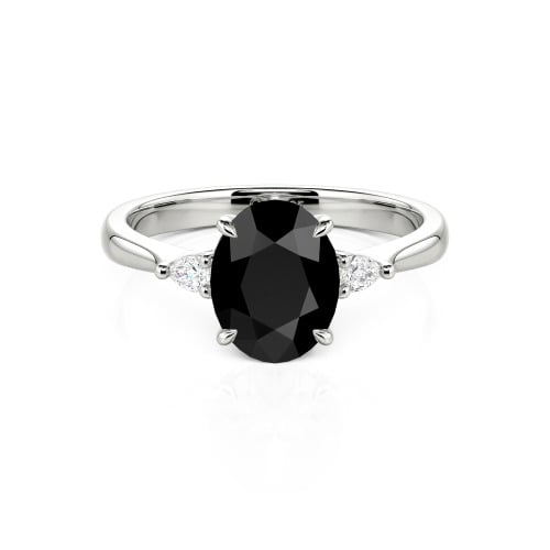 Jeulia Three Stone Oval Cut Sterling Silver Ring