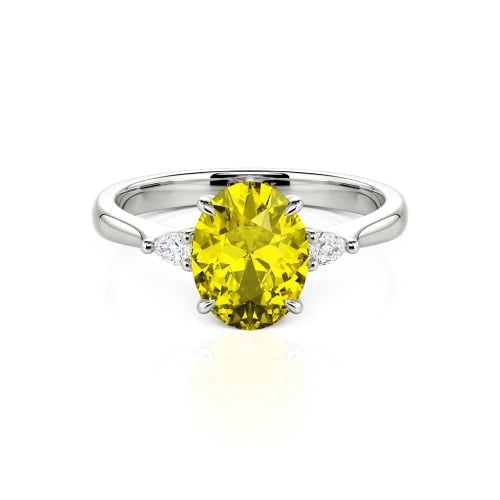 Jeulia Three Stone Oval Cut Sterling Silver Ring