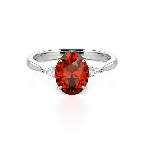 Jeulia Three Stone Oval Cut Sterling Silver Ring
