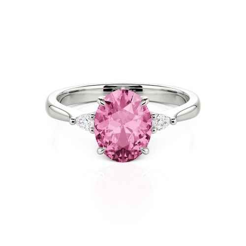 Jeulia Three Stone Oval Cut Sterling Silver Ring