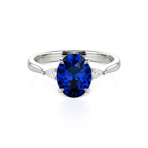 Jeulia Three Stone Oval Cut Sterling Silver Ring