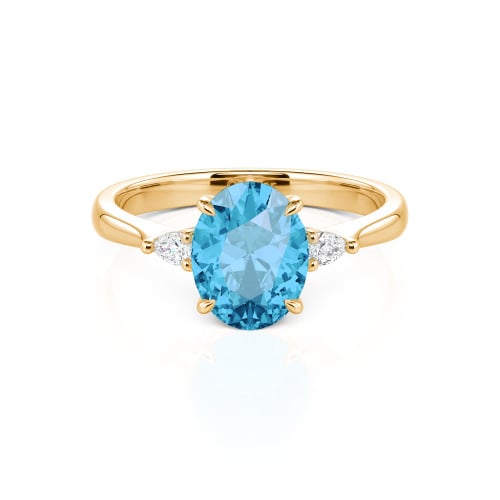 Jeulia Three Stone Oval Cut Sterling Silver Ring