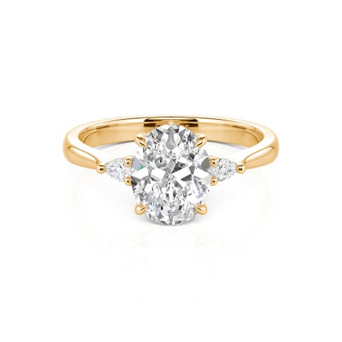 Jeulia Three Stone Oval Cut Sterling Silver Ring