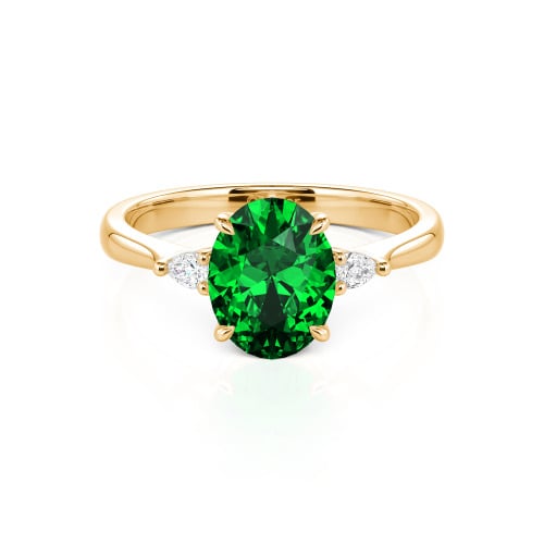 Jeulia Three Stone Oval Cut Sterling Silver Ring