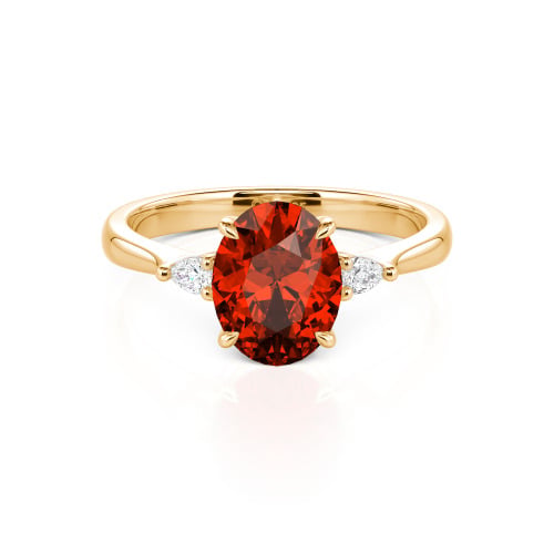 Jeulia Three Stone Oval Cut Sterling Silver Ring