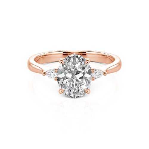Jeulia Three Stone Oval Cut Sterling Silver Ring