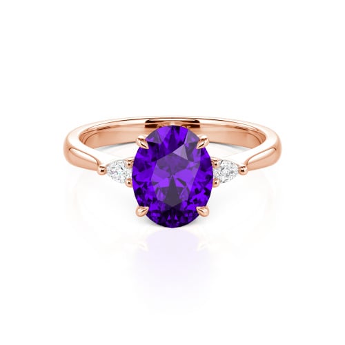 Jeulia Three Stone Oval Cut Sterling Silver Ring