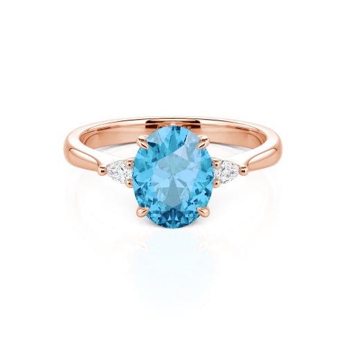 Jeulia Three Stone Oval Cut Sterling Silver Ring