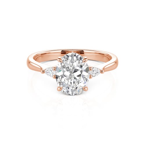 Jeulia Three Stone Oval Cut Sterling Silver Ring
