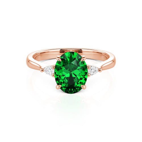 Jeulia Three Stone Oval Cut Sterling Silver Ring