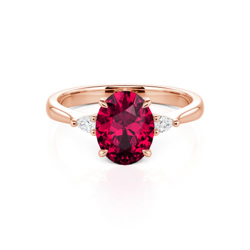 Jeulia Three Stone Oval Cut Sterling Silver Ring