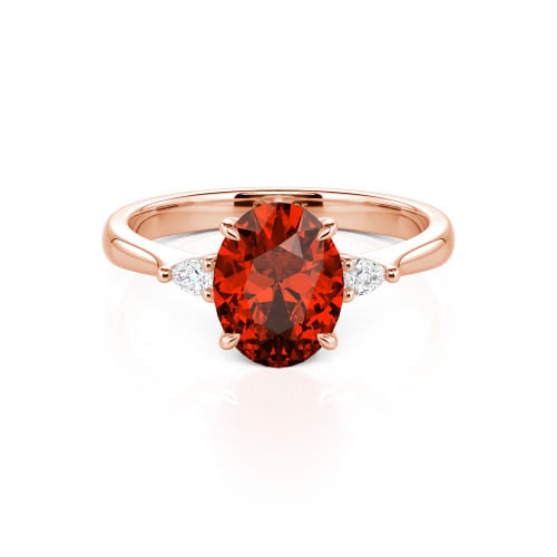 Jeulia Three Stone Oval Cut Sterling Silver Ring