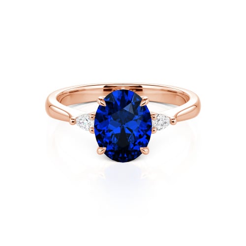 Jeulia Three Stone Oval Cut Sterling Silver Ring