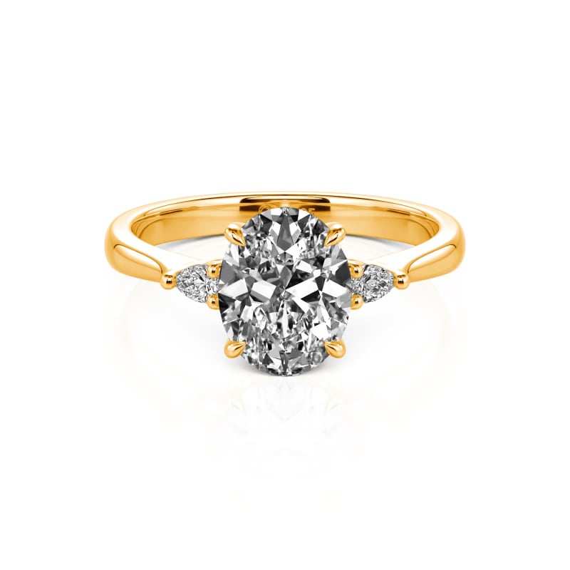 Jeulia Three Stone Oval Cut Sterling Silver Ring