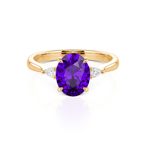 Jeulia Three Stone Oval Cut Ring
