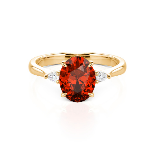 Jeulia Three Stone Oval Cut Ring