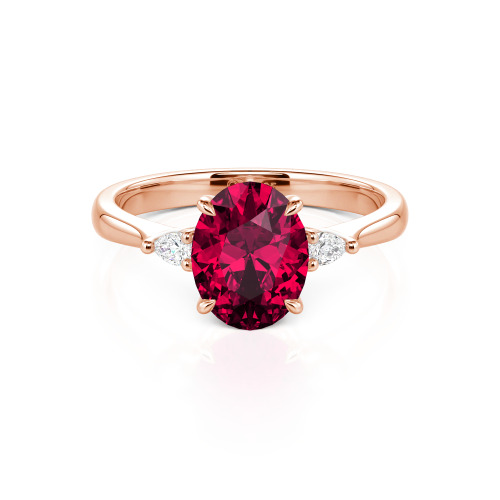 Jeulia Three Stone Oval Cut Ring