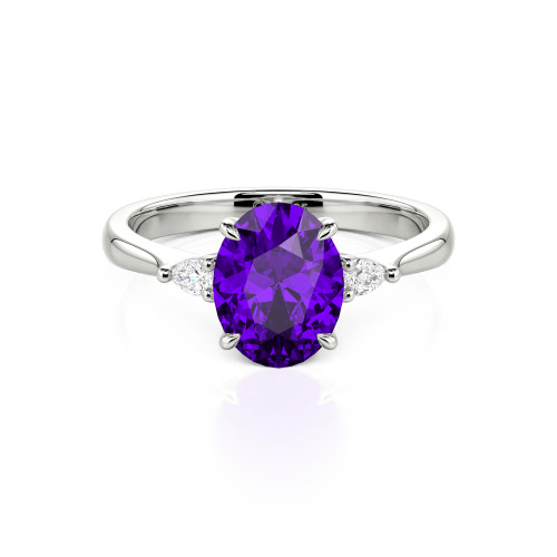 Jeulia Three Stone Oval Cut Ring