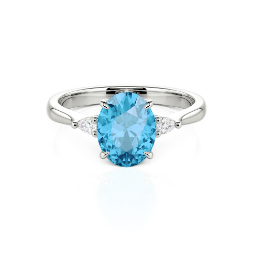 Jeulia Three Stone Oval Cut Ring