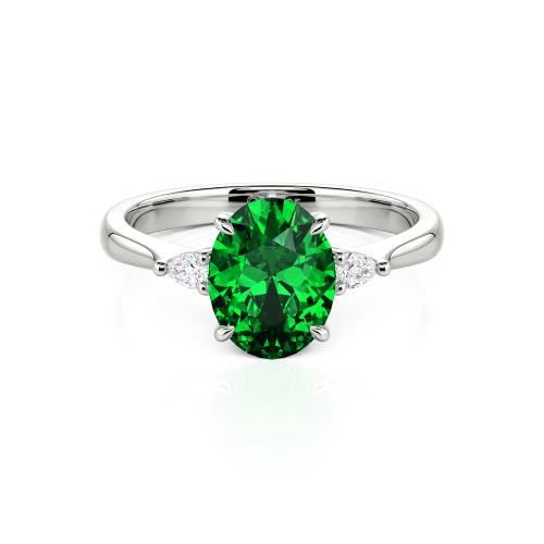 Jeulia Three Stone Oval Cut Ring