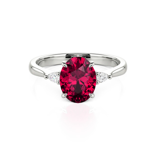 Jeulia Three Stone Oval Cut Ring