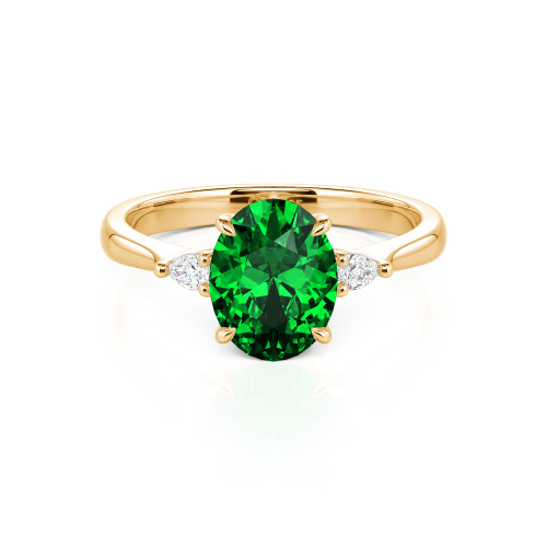 Jeulia Three Stone Oval Cut Ring