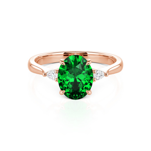 Jeulia Three Stone Oval Cut Ring