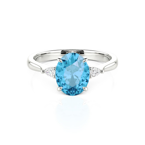 Jeulia Three Stone Oval Cut Ring