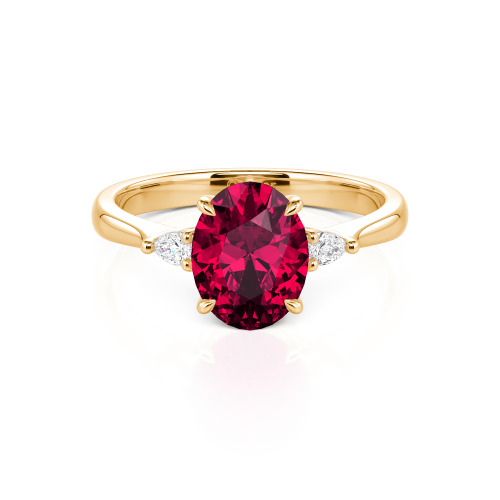 Jeulia Three Stone Oval Cut Ring