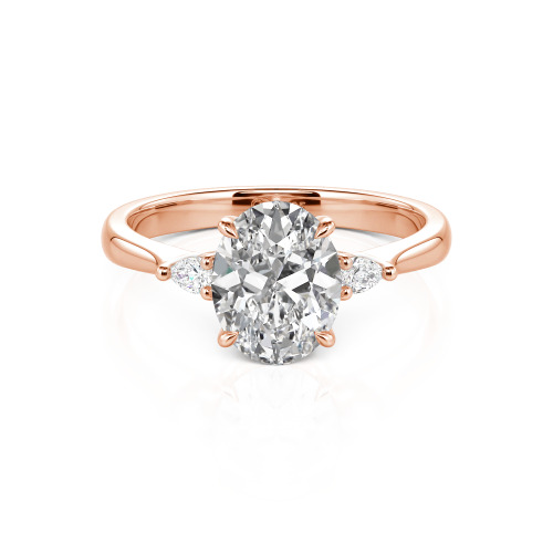 Jeulia Three Stone Oval Cut Ring