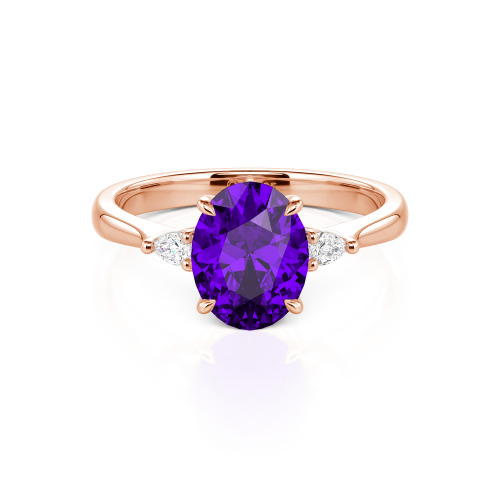 Jeulia Three Stone Oval Cut Ring